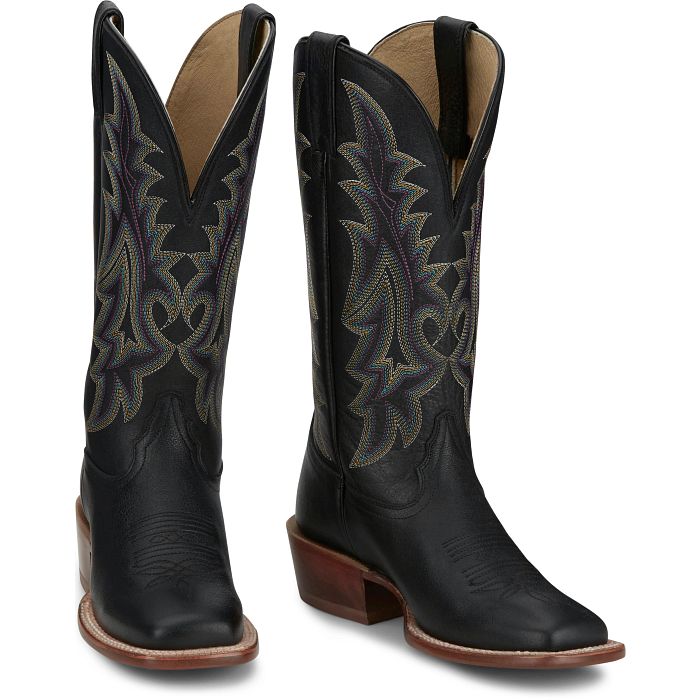TONY LAMA Woman's ESTRELLA Black Cowhide Square Toe