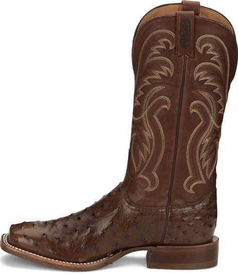 Tony Lama Full Quill Ostrich Jacinto Bourbon Exotic Sq Toe Ep8268