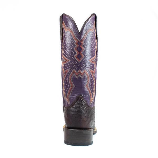 Men's Azulado Cowboy Boots: Jake - Full Quill Ostrich - Distressed Chocolate