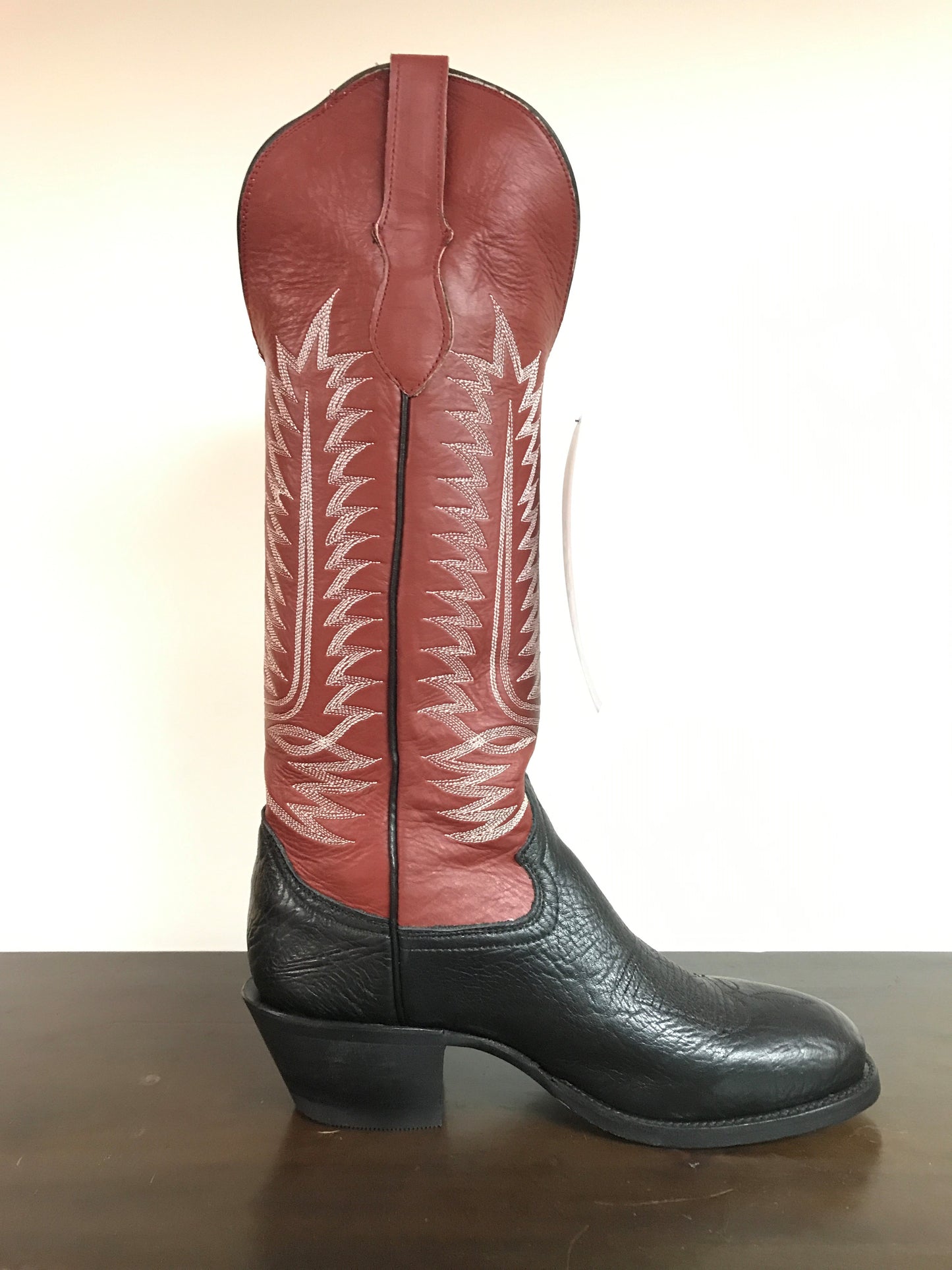 Men's Buckaroo Cowboy Boots: blood red top with black vamp