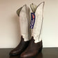 Men's Buckaroo Cowboy Boots Brown Vamp with and Ivory White top