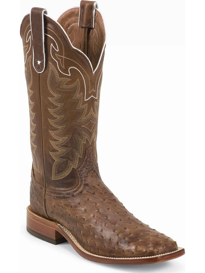 TONY LAMA MEN'S VINTAGE FULL QUILL OSTRICH BOOT - HAYS CHOCOLATE