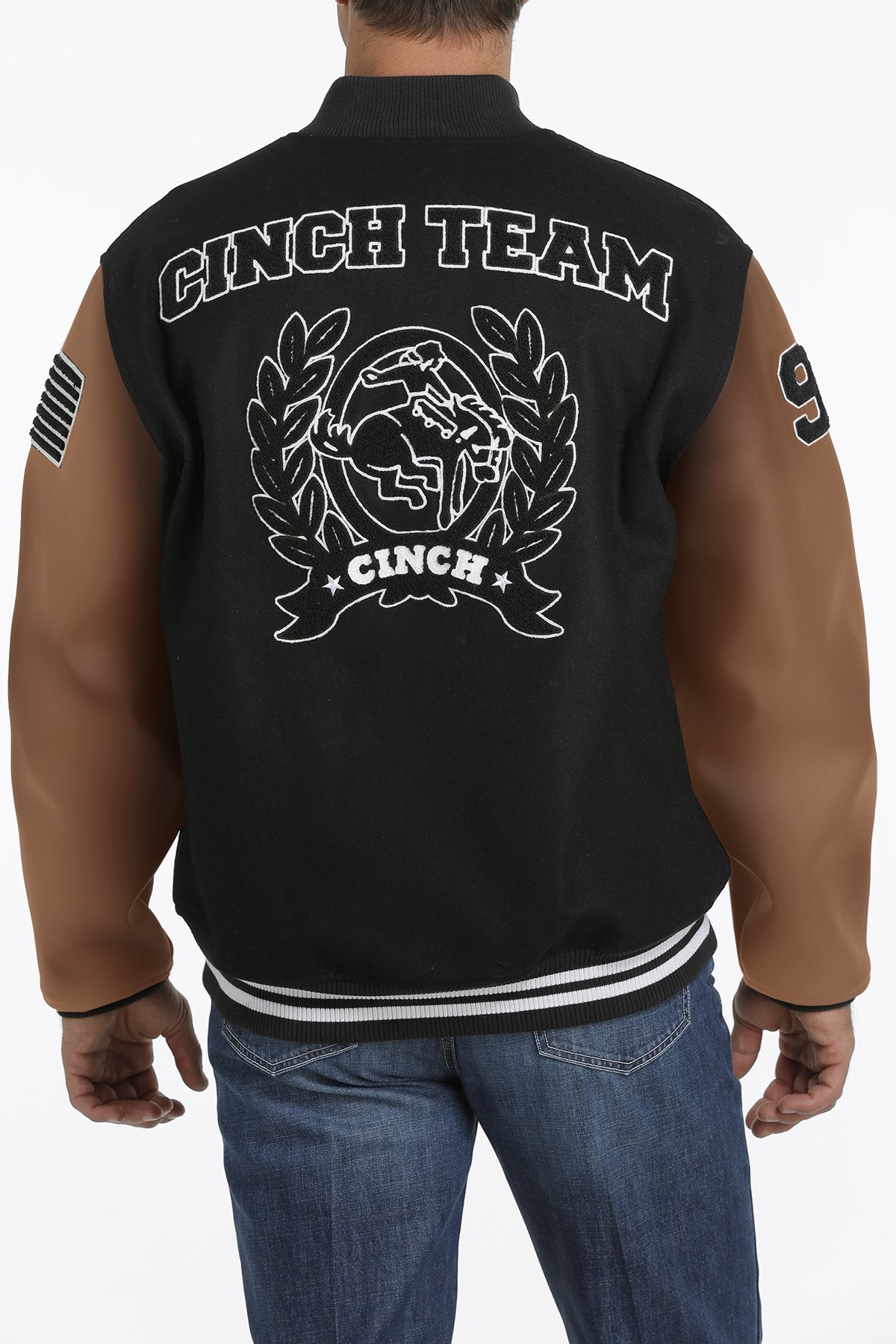 Men's Cinch Black Letterman Jacket - MWJ1555001
